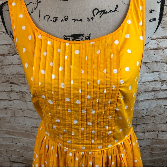 Anthropologie Moulinette Soeurs Yellow Dot Dress with Lace Back 4 - Picture 3 of 8